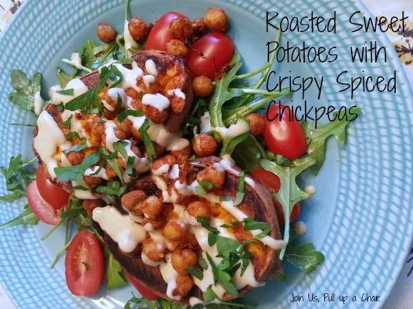 Roasted Sweet Potatoes with Crispy Spicy Chickpeas | Join Us, Pull up a Chair