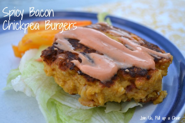 Spicy Bacon Chickpea Burgers | Join Us, Pull up a Chair #secretrecipeclub