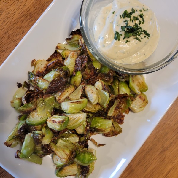 Roasted Brussels Sprouts with Dijon Aioli
